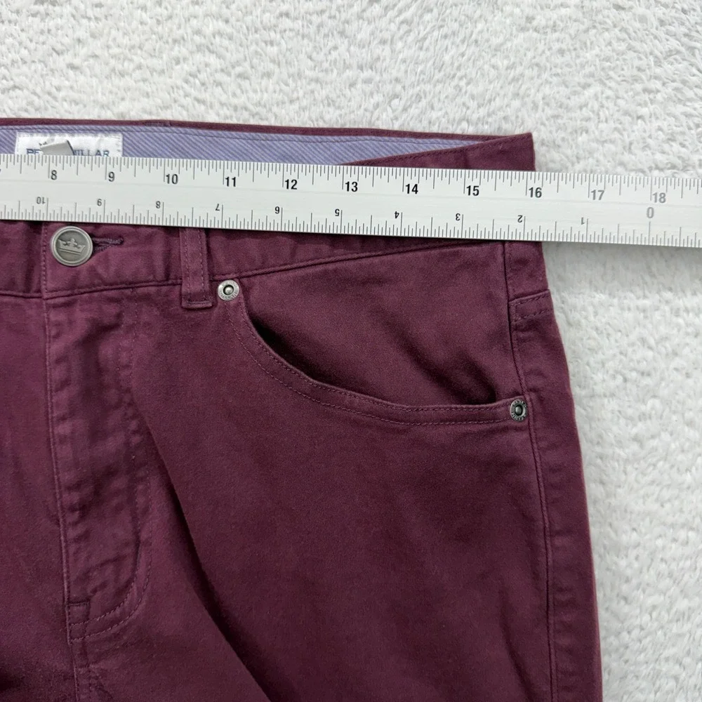 Peter Millar Mens 32 Burgundy Cotton Modal Stretch 5-Pocket Straight Leg Pants